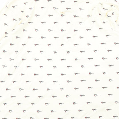 Cotton Traders Womens Ivory Geometric 100% Cotton Basic Polo Size M Collared - Robin Pattern