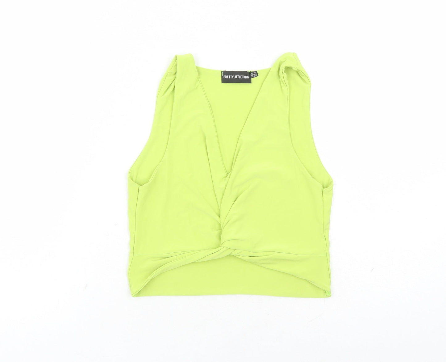 Womens UK Size 10 PRETTYLITTLETHING Green Cropped Tank