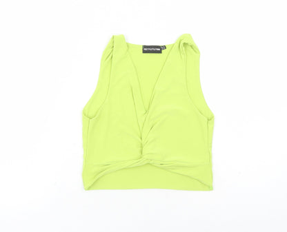 Womens UK Size 10 PRETTYLITTLETHING Green Cropped Tank