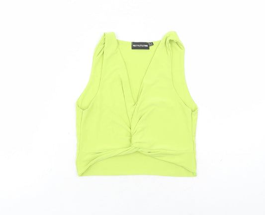 Womens UK Size 10 PRETTYLITTLETHING Green Cropped Tank