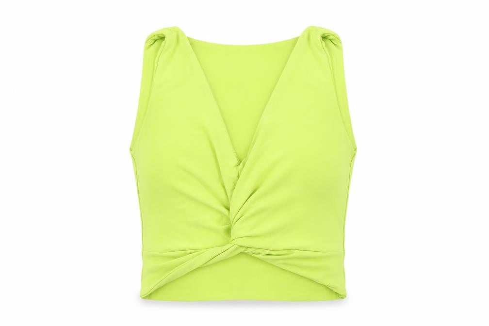 Womens UK Size 10 PRETTYLITTLETHING Green Cropped Tank