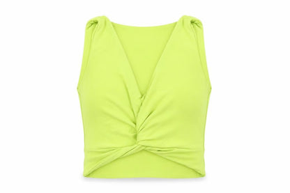 Womens UK Size 10 PRETTYLITTLETHING Green Cropped Tank