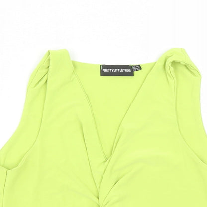 Womens UK Size 10 PRETTYLITTLETHING Green Cropped Tank