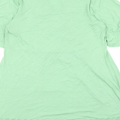 Yours Womens Green Viscose Basic T-Shirt Size 14 V-Neck - Crochet Detail