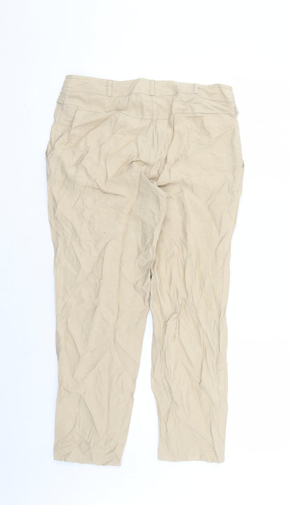 Mado et les Autres Womens Beige Viscose Cropped Trousers Size 10 L25 in Regular Zip