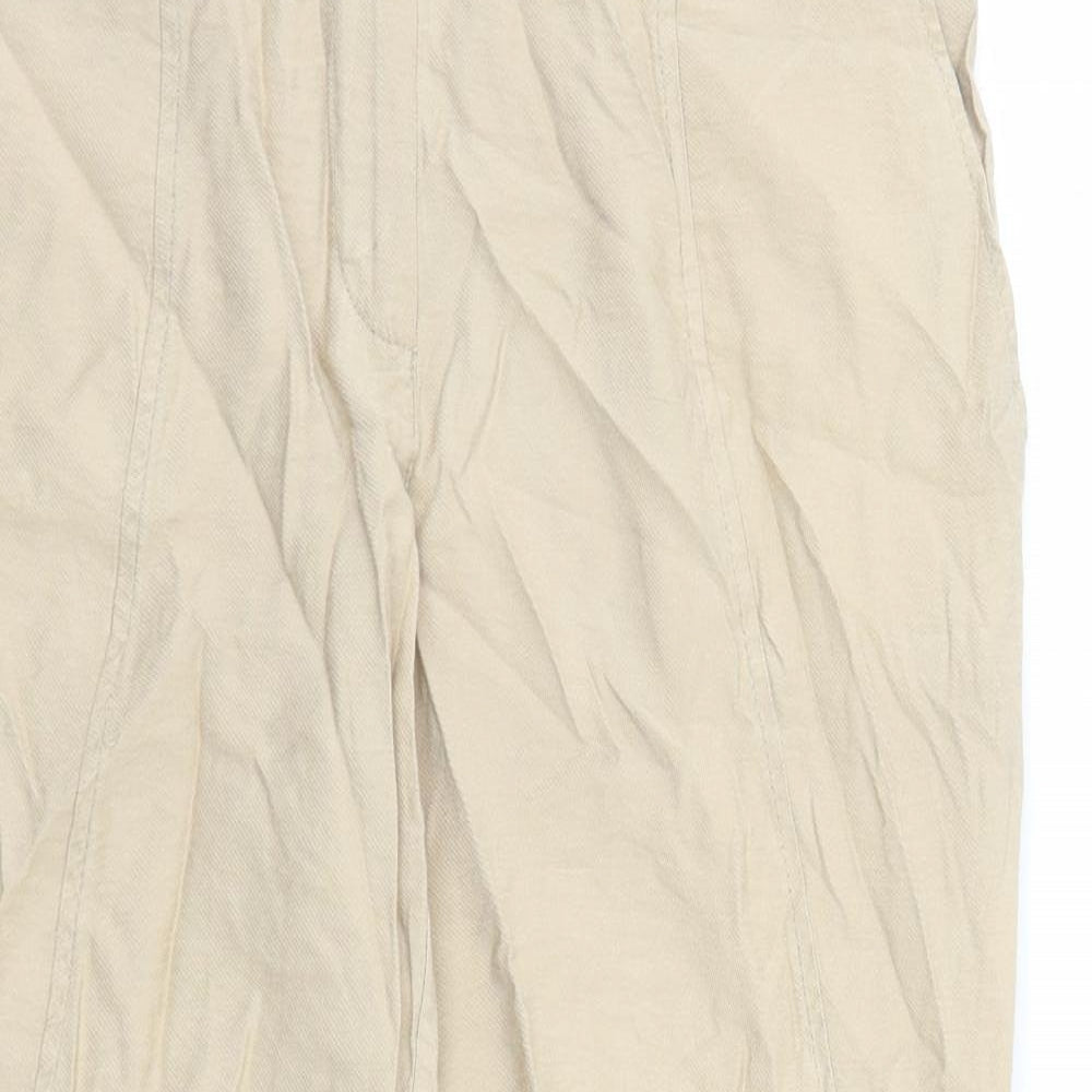 Mado et les Autres Womens Beige Viscose Cropped Trousers Size 10 L25 in Regular Zip