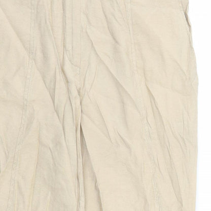 Mado et les Autres Womens Beige Viscose Cropped Trousers Size 10 L25 in Regular Zip