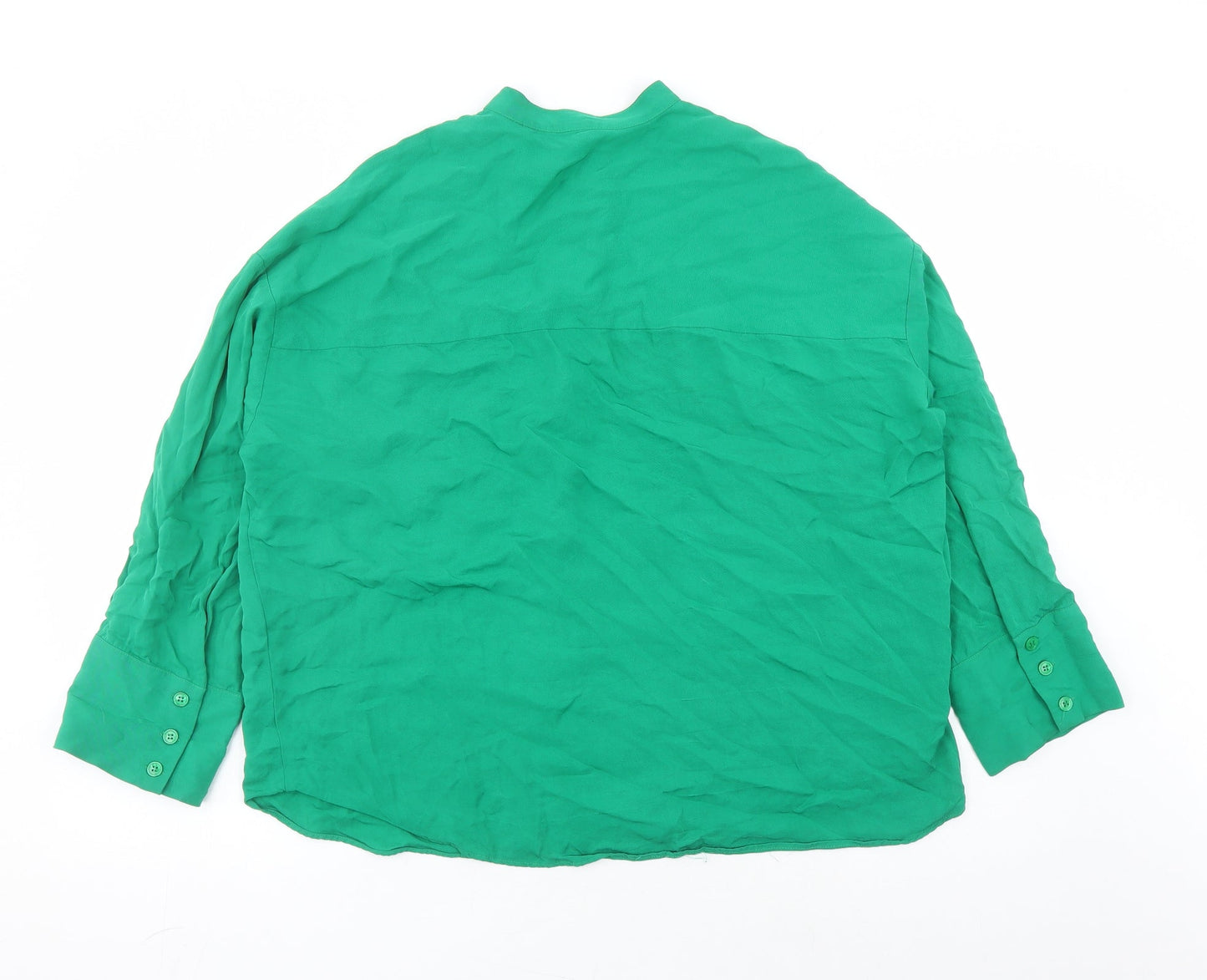 Womens UK Size S Zara Green Basic Button-Up