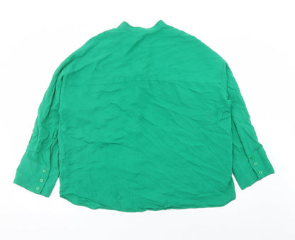 Womens UK Size S Zara Green Basic Button-Up