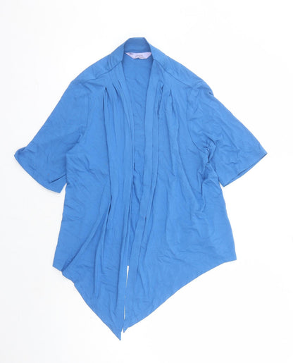 EWM Womens Blue Viscose Kimono T-Shirt Size 14 V-Neck - Waterfall Design