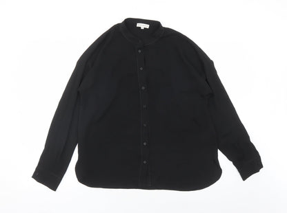 Womens UK Size 12 Warehouse Black Basic Button-Up