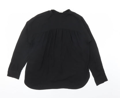 Womens UK Size 12 Warehouse Black Basic Button-Up