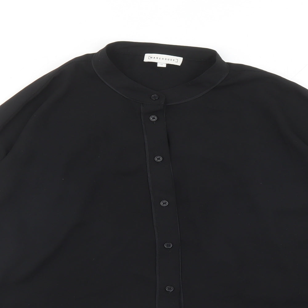 Womens UK Size 12 Warehouse Black Basic Button-Up