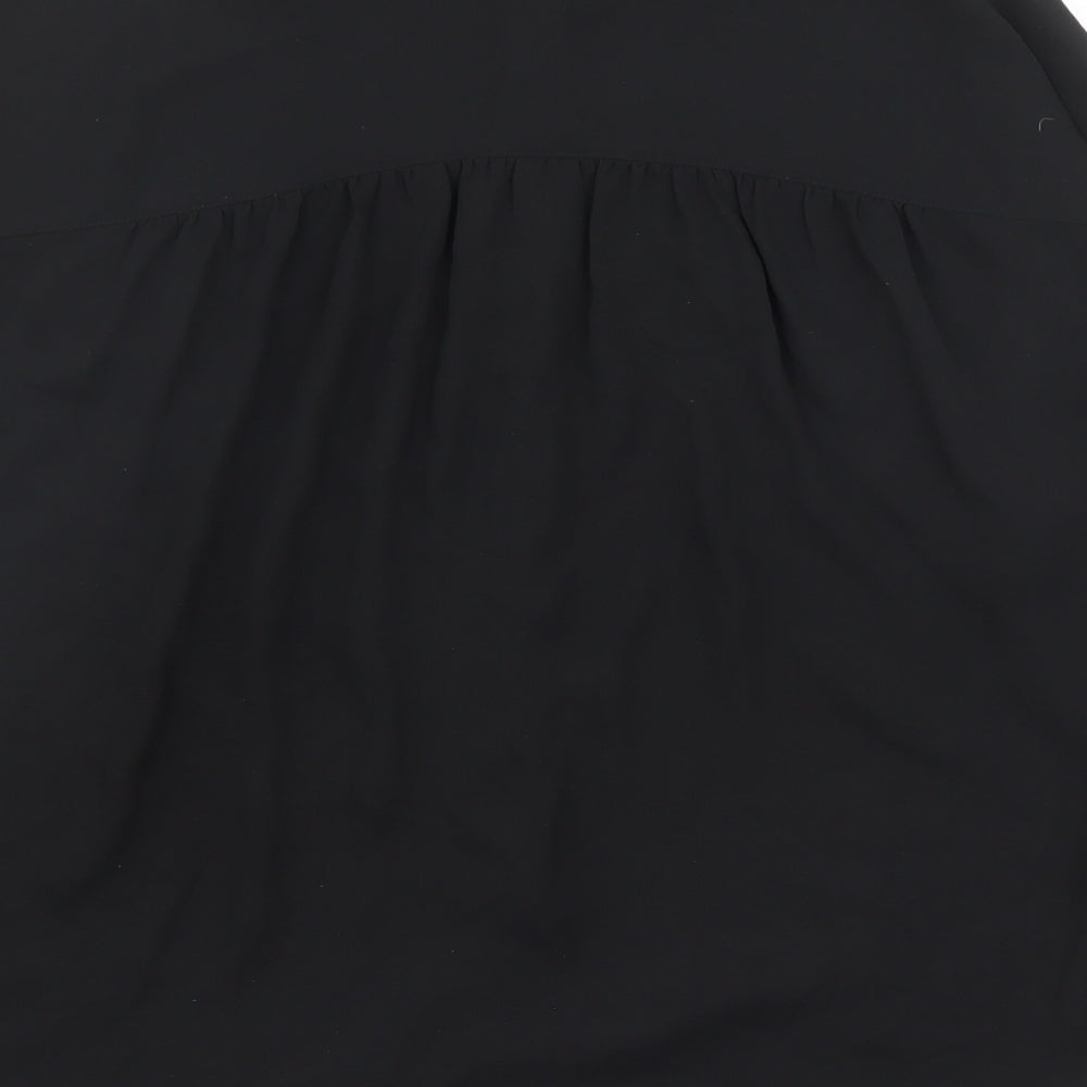 Womens UK Size 12 Warehouse Black Basic Button-Up