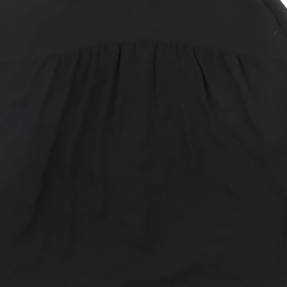 Womens UK Size 12 Warehouse Black Basic Button-Up