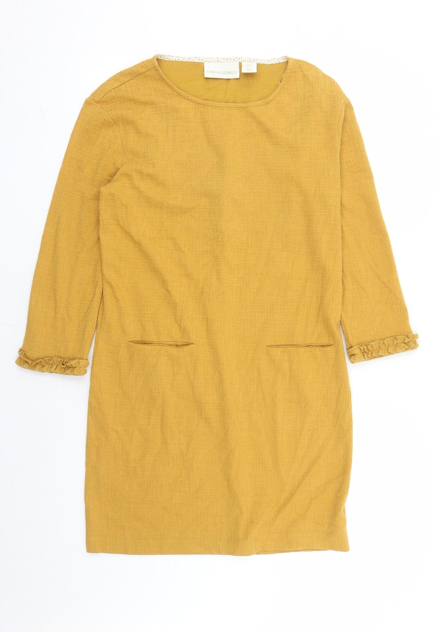 Cynthia Rowley Womens Yellow Cotton A-Line Size S Round Neck Pullover