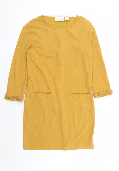 Cynthia Rowley Womens Yellow Cotton A-Line Size S Round Neck Pullover