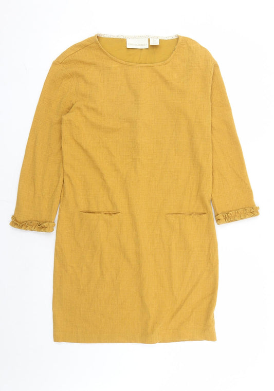 Cynthia Rowley Womens Yellow Cotton A-Line Size S Round Neck Pullover
