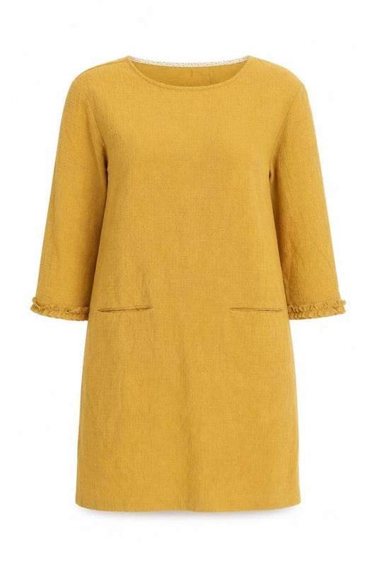 Cynthia Rowley Womens Yellow Cotton A-Line Size S Round Neck Pullover
