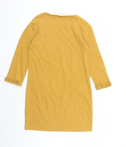 Cynthia Rowley Womens Yellow Cotton A-Line Size S Round Neck Pullover