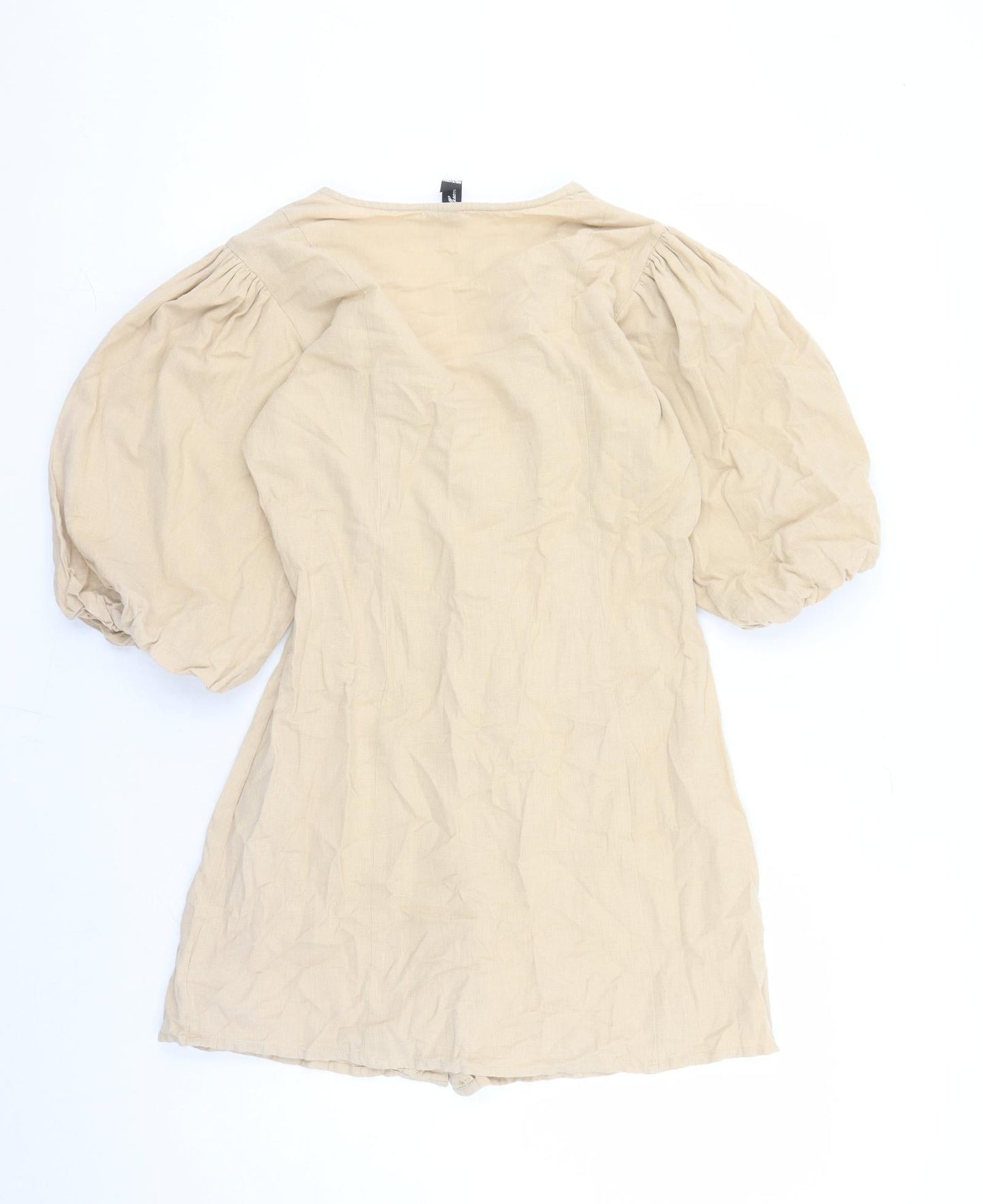 Influence Womens Beige Cotton A-Line Size 10 V-Neck Button