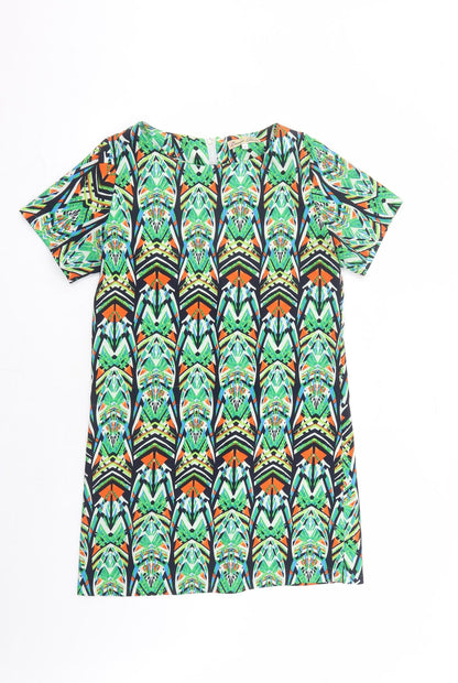 Cameo Rose Womens Multicoloured Geometric Polyester A-Line Size 12 Round Neck Zip