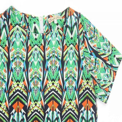 Cameo Rose Womens Multicoloured Geometric Polyester A-Line Size 12 Round Neck Zip