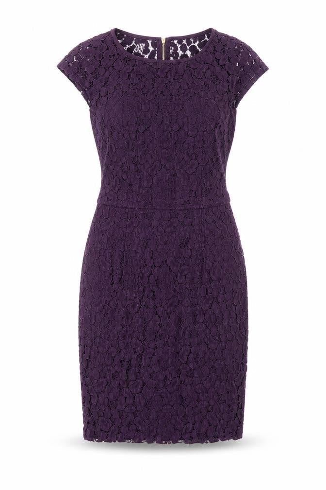 Dorothy Perkins Womens Purple Floral Nylon A-Line Size 6 Round Neck Zip