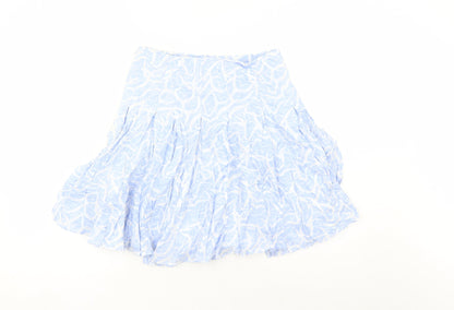 Crew Clothing Womens Blue Geometric Cotton Swing Skirt Size 8 Zip - Lined