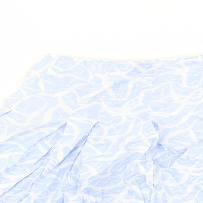 Crew Clothing Womens Blue Geometric Cotton Swing Skirt Size 8 Zip - Lined