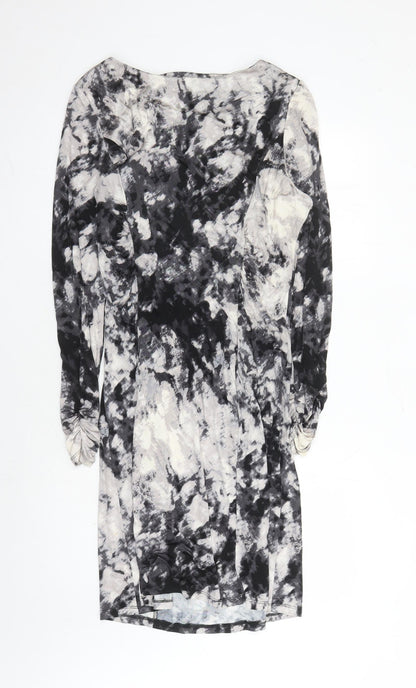 Ghost London Womens Black Geometric Viscose A-Line Size 18 Round Neck Pullover - Keyhole Neckline