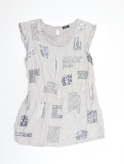 Per Una Womens Grey Viscose A-Line Size 20 Round Neck Pullover - Beaded Sequin Detail