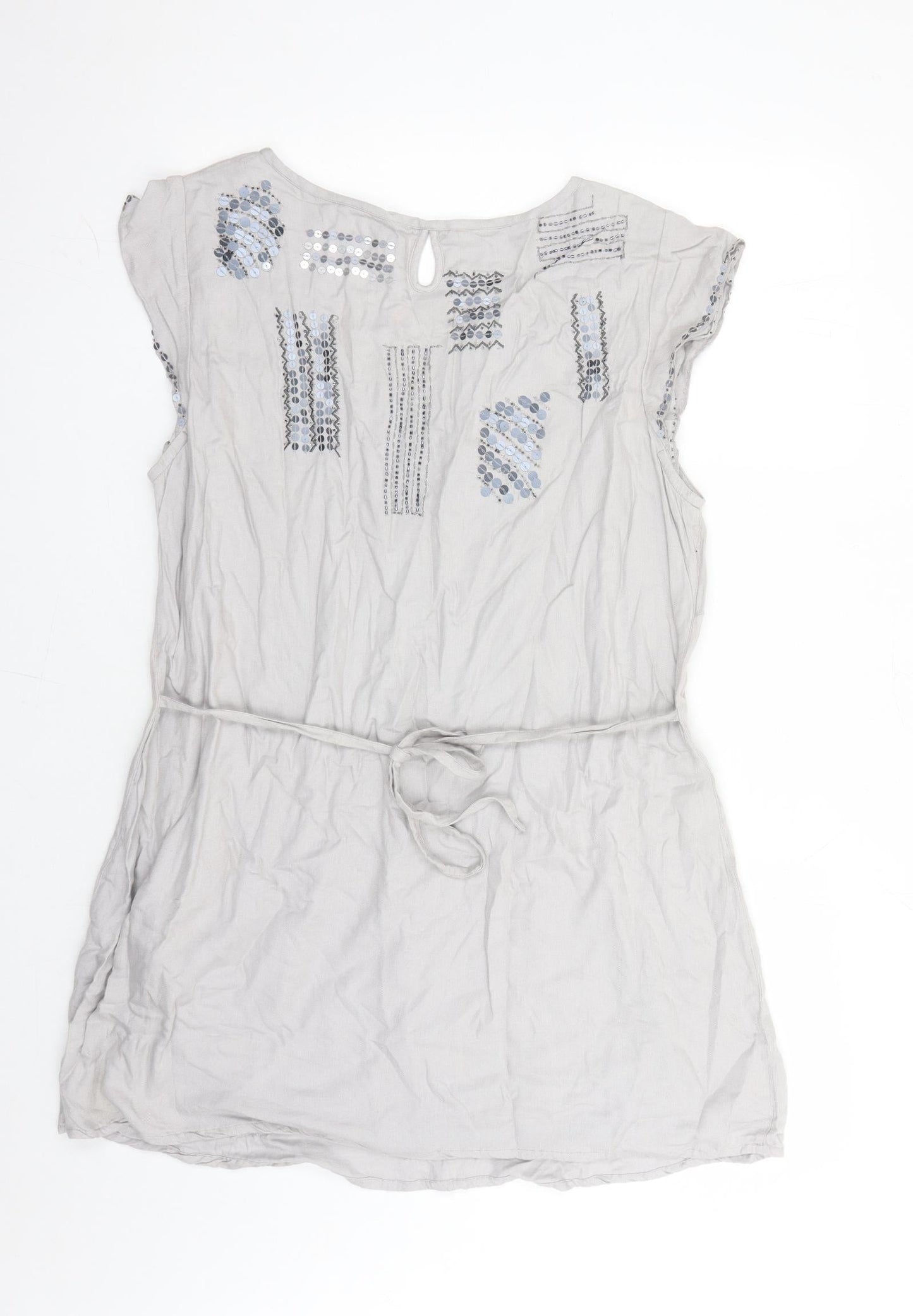 Per Una Womens Grey Viscose A-Line Size 20 Round Neck Pullover - Beaded Sequin Detail