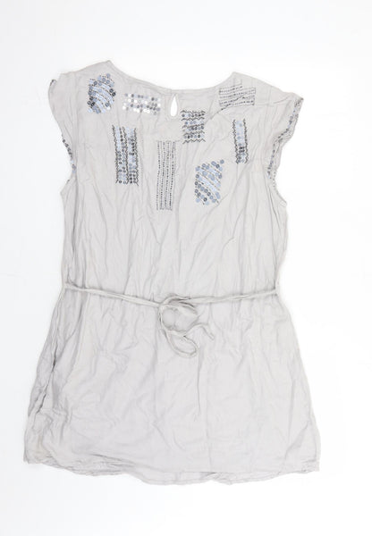 Per Una Womens Grey Viscose A-Line Size 20 Round Neck Pullover - Beaded Sequin Detail