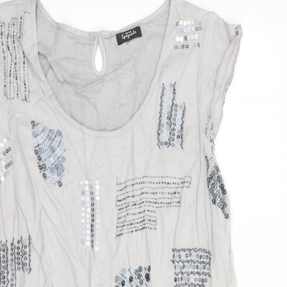 Per Una Womens Grey Viscose A-Line Size 20 Round Neck Pullover - Beaded Sequin Detail