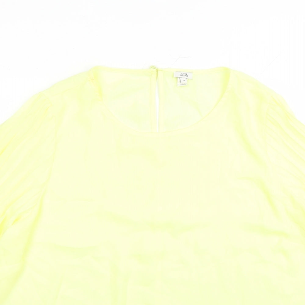 Womens UK Size 18 River Island Yellow Basic Blouse