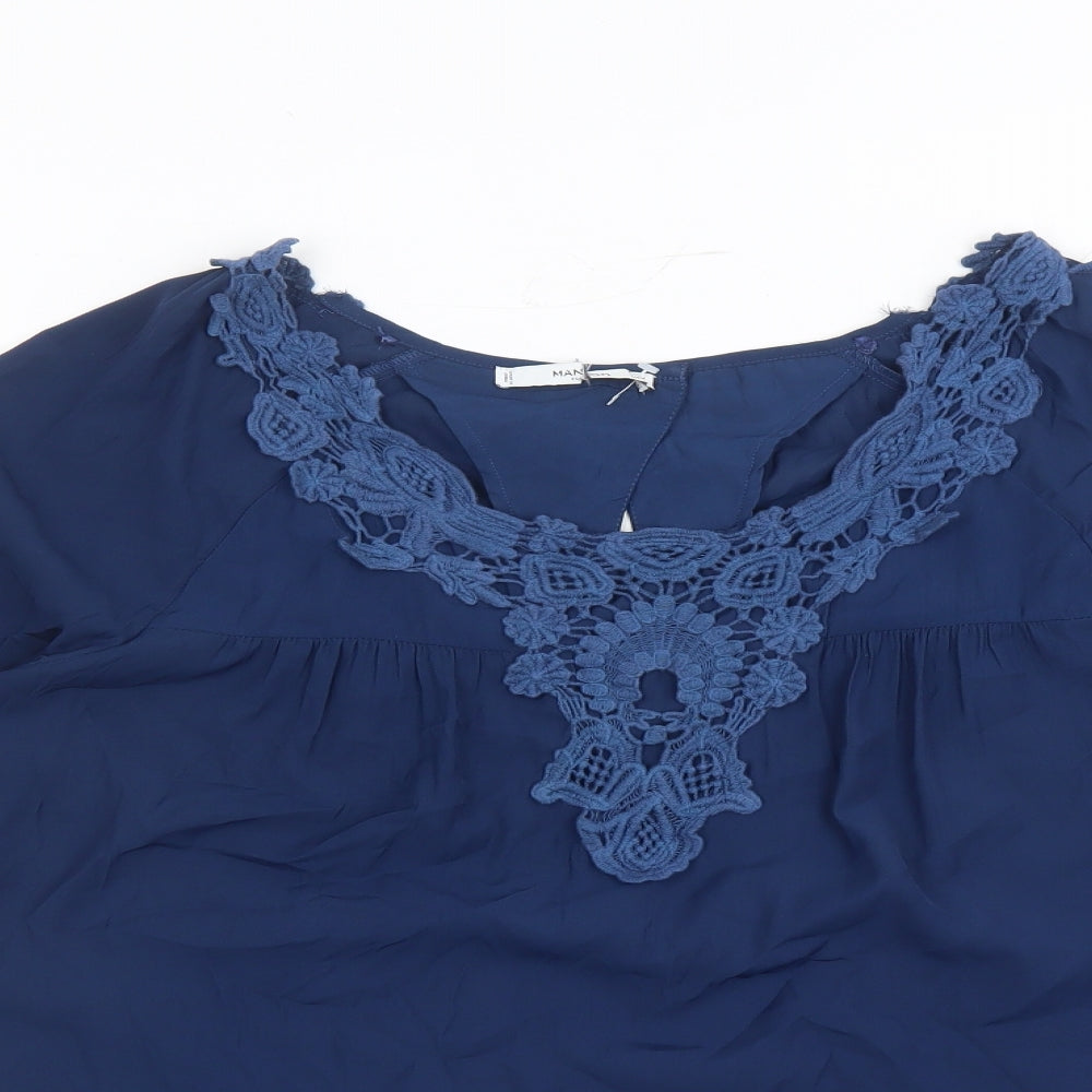 Womens UK Size M Mango Blue Basic Blouse
