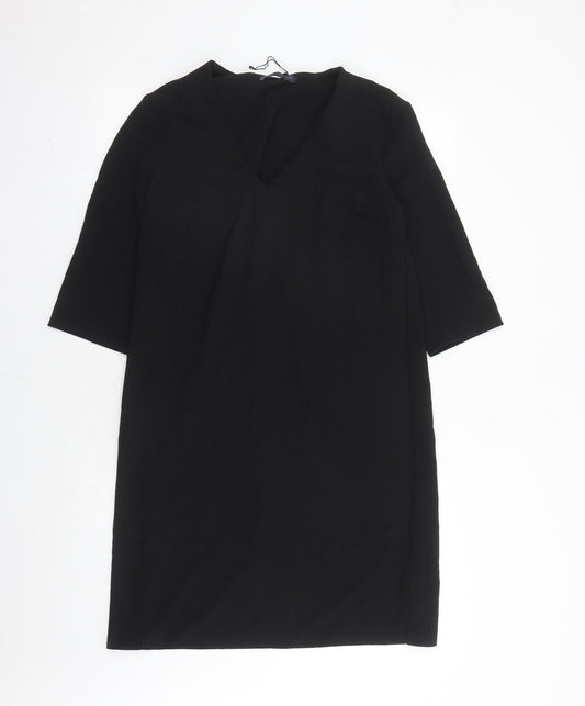 Marks and Spencer Womens Black Polyester A-Line Size 12 V-Neck Pullover