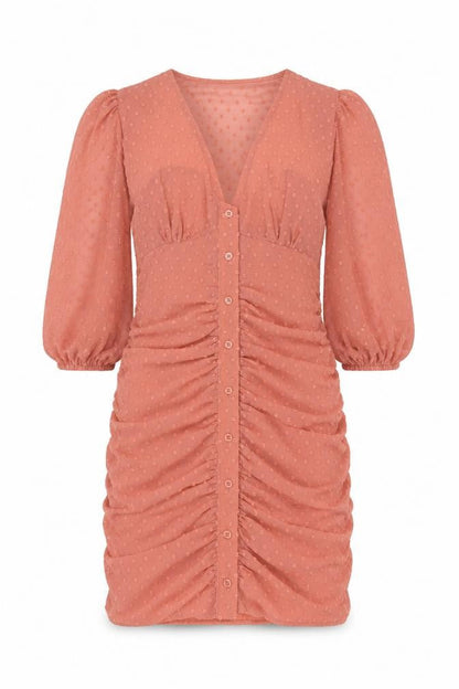 ASOS Womens Brown Polyester Bodycon Size 8 V-Neck Button