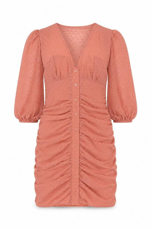 ASOS Womens Brown Polyester Bodycon Size 8 V-Neck Button