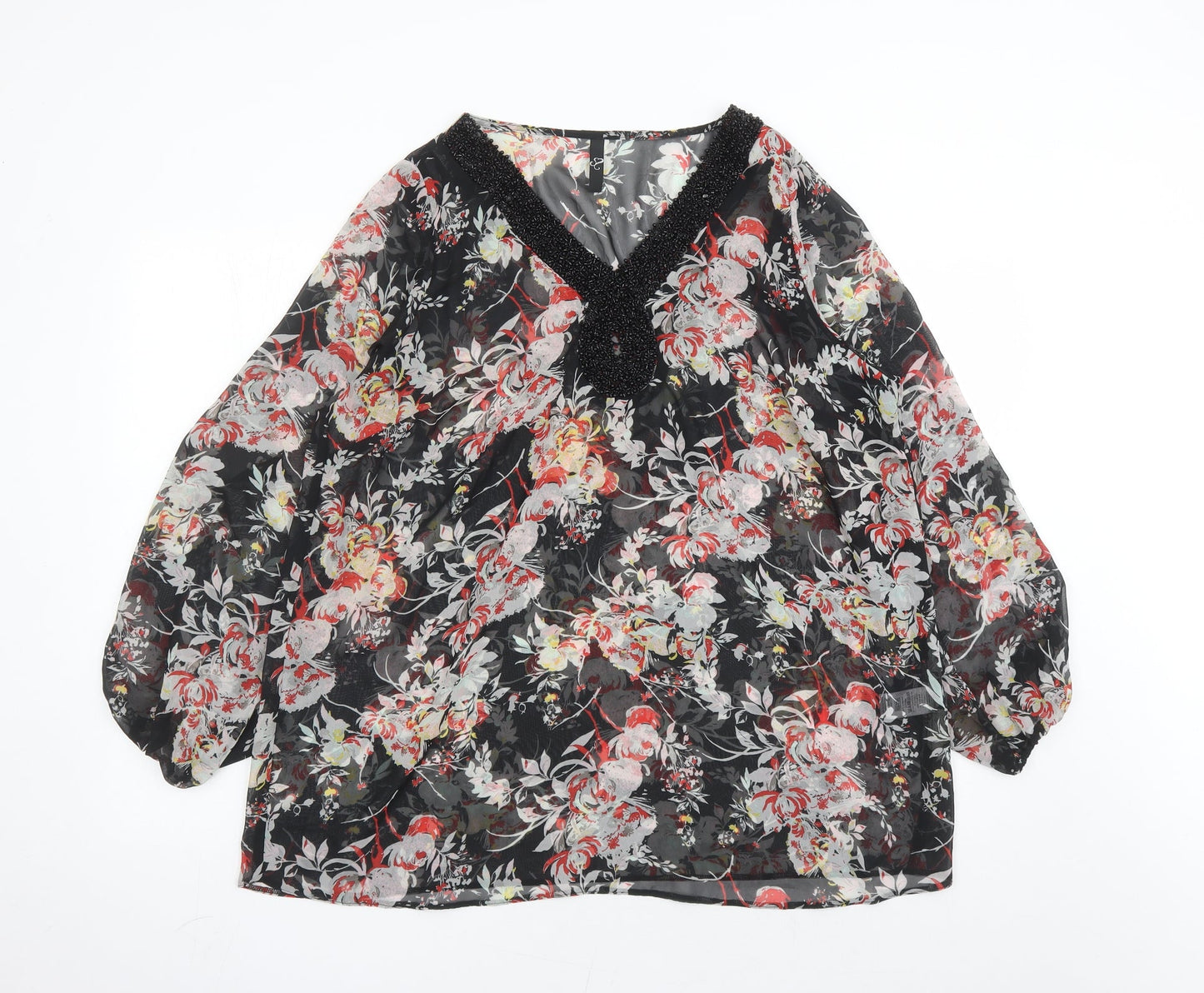 Womens UK Size 18 Evans Black Basic Blouse