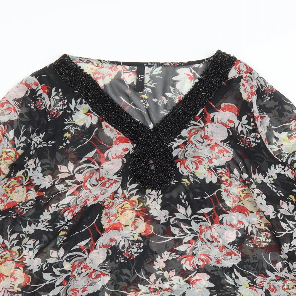 Womens UK Size 18 Evans Black Basic Blouse