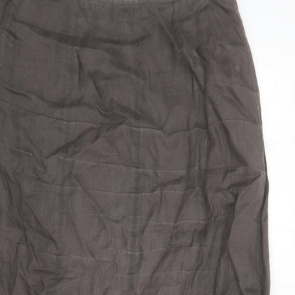 Per Una Womens Brown Linen A-Line Skirt Size 16 Zip - Embroidered Detail Sequin
