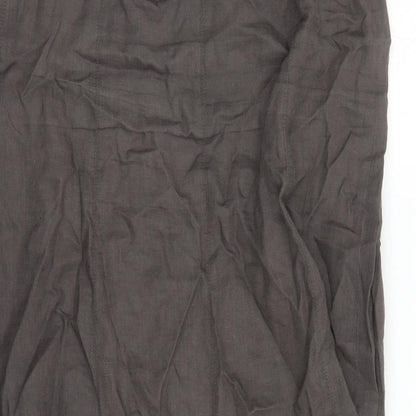 Per Una Womens Brown Linen A-Line Skirt Size 16 Zip - Embroidered Detail Sequin
