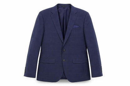 Marks & Spencer Mens Blue Plaid Polyester Jacket Suit Jacket Size 40 Regular