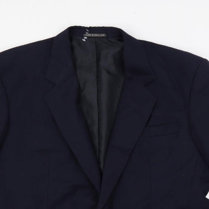 Made In England Mens Blue Polyester Jacket Suit Jacket Size 42 Regular
