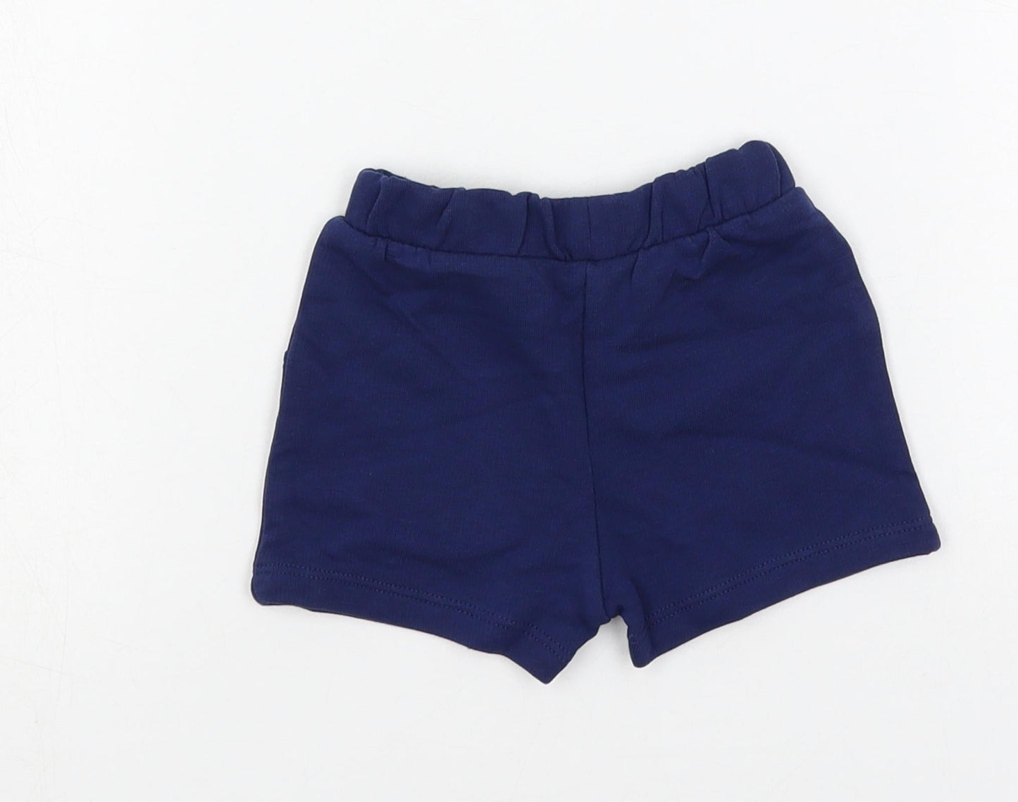 Marks and Spencer Baby Blue Cotton Cropped Trousers Size 0-3 Months Drawstring