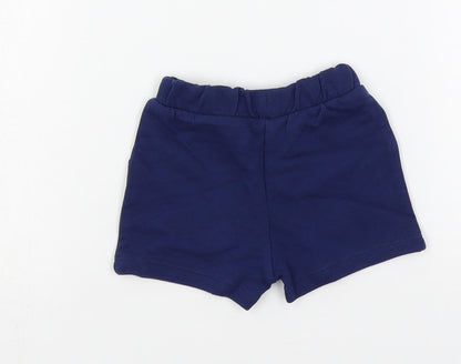 Marks and Spencer Baby Blue Cotton Cropped Trousers Size 0-3 Months Drawstring