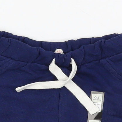 Marks and Spencer Baby Blue Cotton Cropped Trousers Size 0-3 Months Drawstring