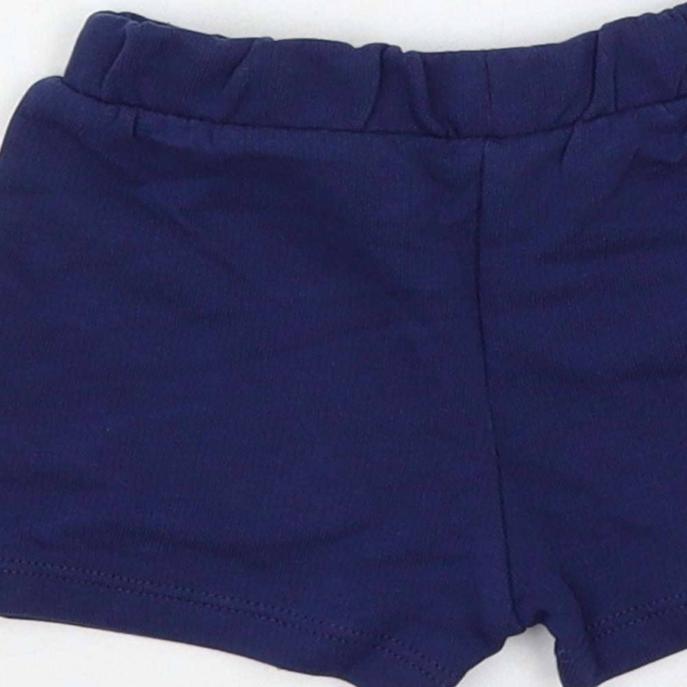 Marks and Spencer Baby Blue Cotton Cropped Trousers Size 0-3 Months Drawstring